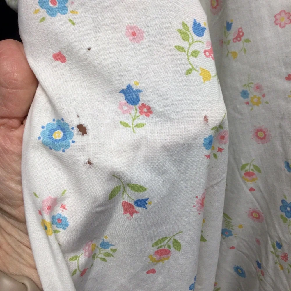 Wamsutta Vintage Queen Flat Floral Sheet Blue Pink Yellow Green